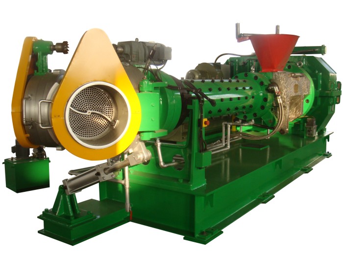 XJDL-250 × 12D Pin type Cold Feed Filter Extruder (Double door Inner Cut Filter Head)